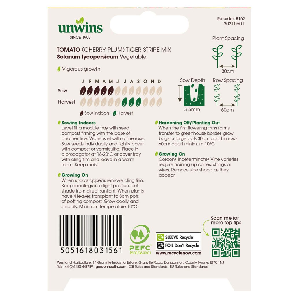 Unwins Tomato Tiger Stripe Mix Seeds 5051618031561 2